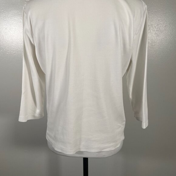 L.L. Bean T Shirt Top Women's Small Regular White Cotton Stretch V Neck Pullover - Picture 11 of 16